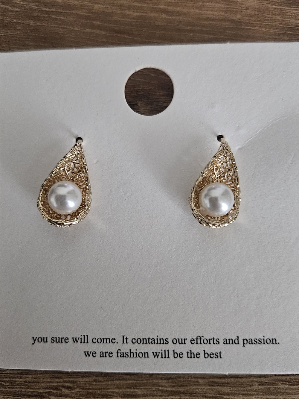 Gold Teardrop Pearl Stud Earrings for Women